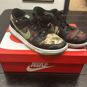 Nike “Crazy Camo” Black Leather Dunks